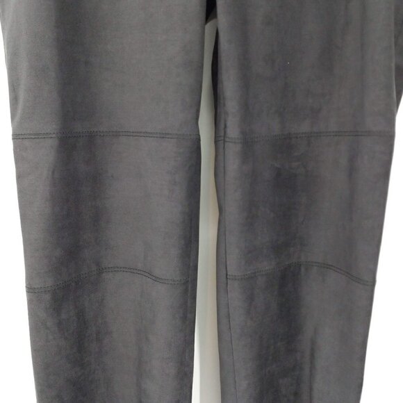 BASLER Gray Faux Suede Pants High Rise Slim Straight Leg Minimalist Versatile 46 - Picture 4 of 13